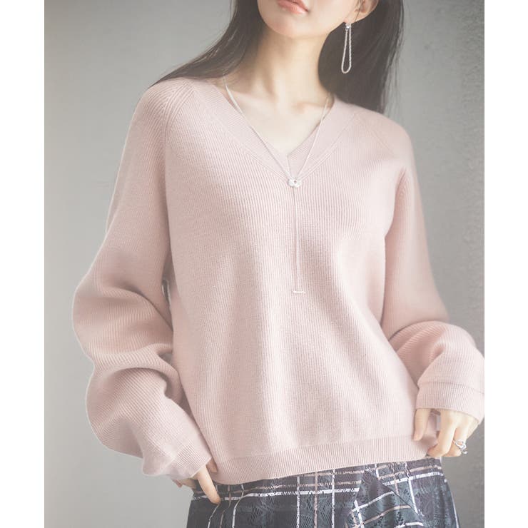 畦編み深みVネックニットプルオーバー | SAISON DE PAPILLON  | 詳細画像20 