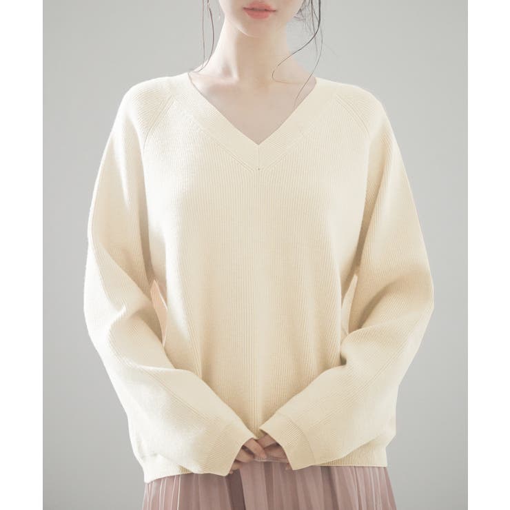 畦編み深みVネックニットプルオーバー | SAISON DE PAPILLON  | 詳細画像43 