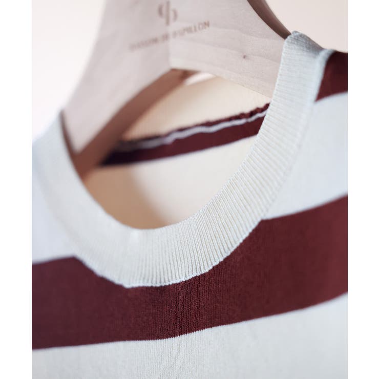 クルーネック配色ボーダーノースリーブニット | SAISON DE PAPILLON  | 詳細画像24 