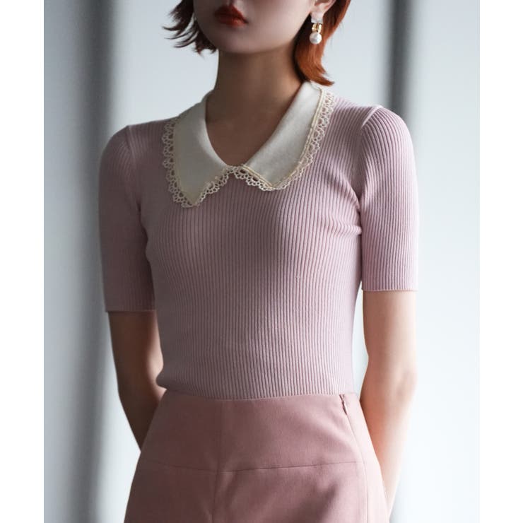 ピーターパンカラー半袖サマーニット | SAISON DE PAPILLON  | 詳細画像14 