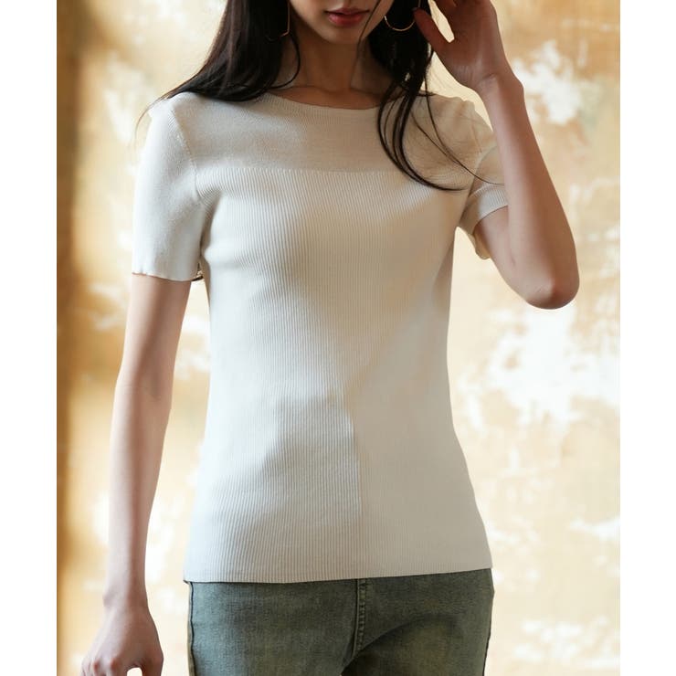 リラクシーなリブ編みサマー半袖ニット[品番：DSSW0004323