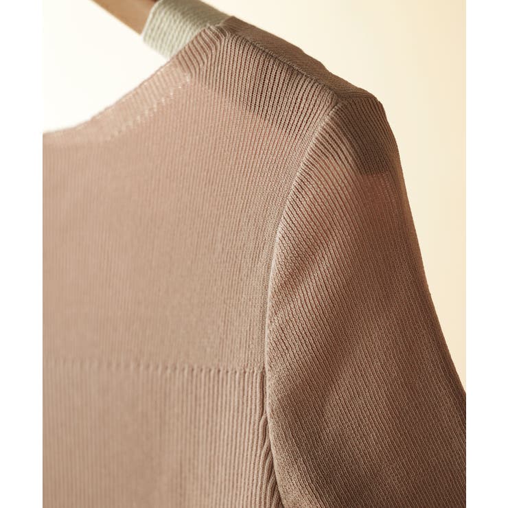 DECENBERMAY リブ編みニット 半袖 リフ Riff レースアップ半袖リブニット クロップド丈 リブ編み