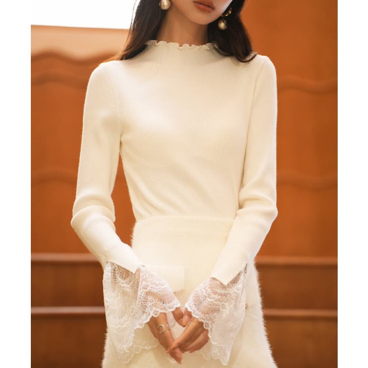 レース袖口プチハイネックニット | SAISON DE PAPILLON  | 詳細画像9 