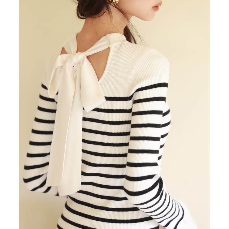 【選べる2type】前後2wayボウタイリボンニット | SAISON DE PAPILLON  | 詳細画像14 