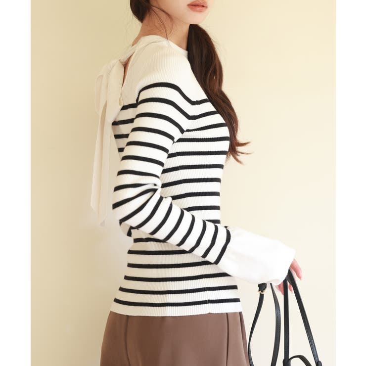 【選べる2type】前後2wayボウタイリボンニット | SAISON DE PAPILLON  | 詳細画像5 