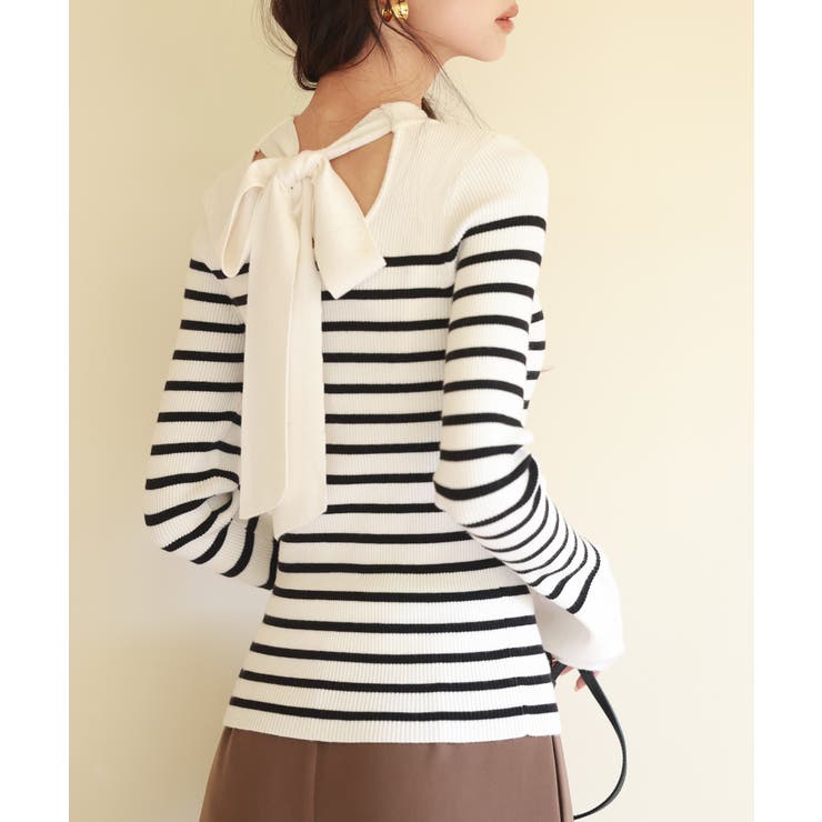 【選べる2type】前後2wayボウタイリボンニット | SAISON DE PAPILLON  | 詳細画像6 