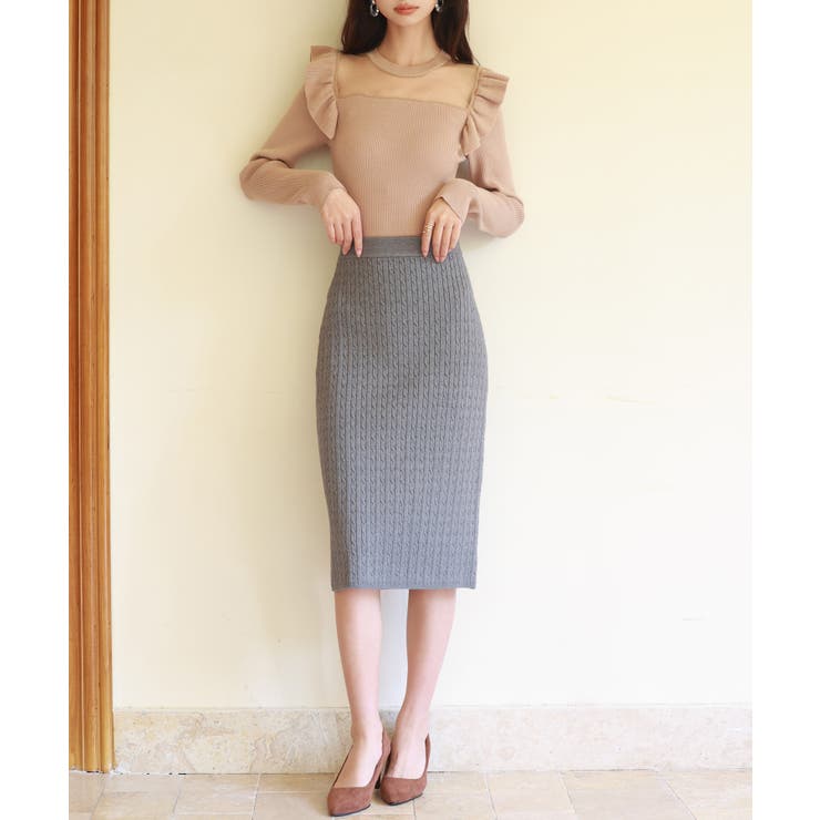 ヨークチュール切り替えニットプルオーバ[品番：DSSW0004471]｜SAISON