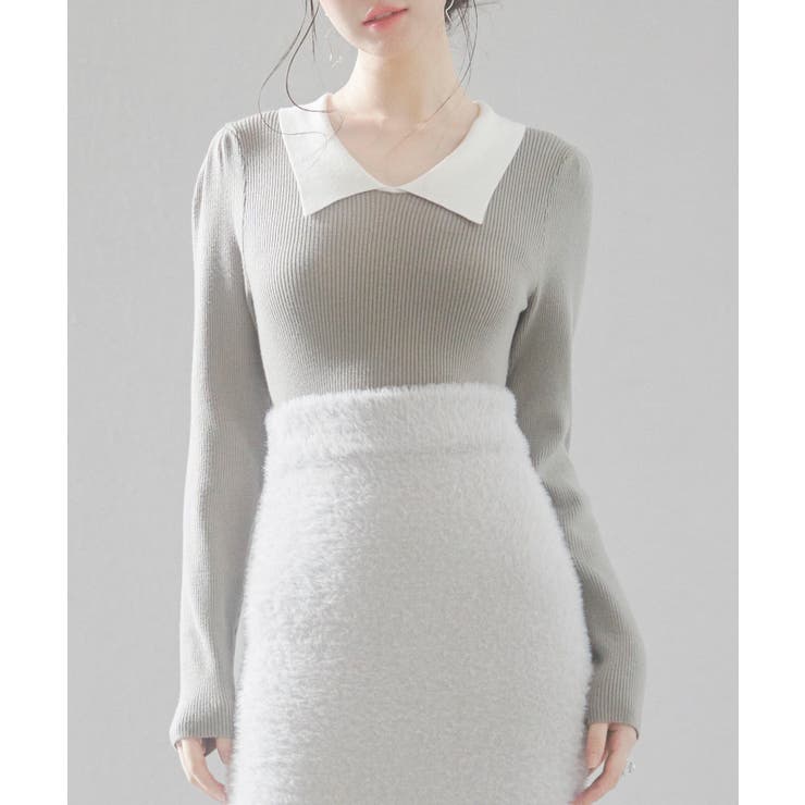 トレンドの襟付きリブニット | SAISON DE PAPILLON  | 詳細画像4 