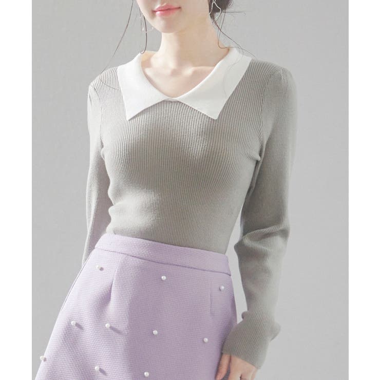 トレンドの襟付きリブニット | SAISON DE PAPILLON  | 詳細画像6 