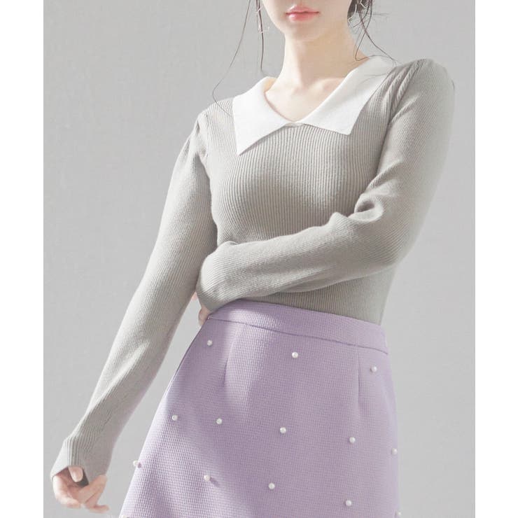 トレンドの襟付きリブニット | SAISON DE PAPILLON  | 詳細画像7 