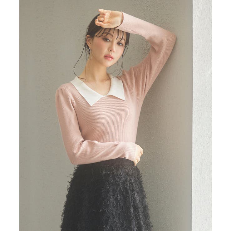 トレンドの襟付きリブニット | SAISON DE PAPILLON  | 詳細画像17 