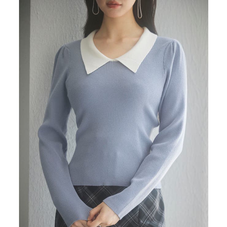 トレンドの襟付きリブニット | SAISON DE PAPILLON  | 詳細画像8 