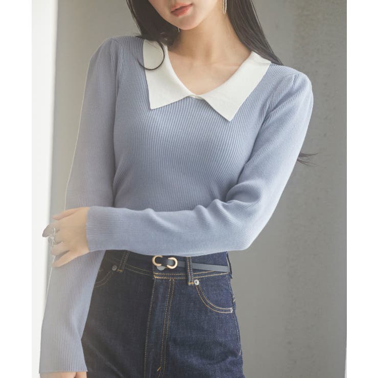 トレンドの襟付きリブニット | SAISON DE PAPILLON  | 詳細画像10 