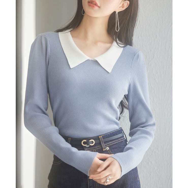 トレンドの襟付きリブニット | SAISON DE PAPILLON  | 詳細画像12 