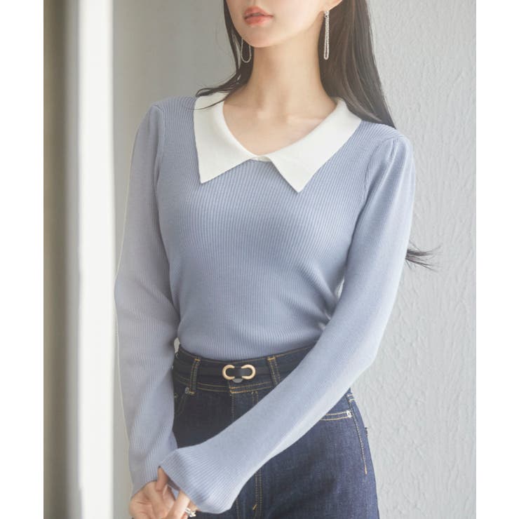 トレンドの襟付きリブニット | SAISON DE PAPILLON  | 詳細画像13 