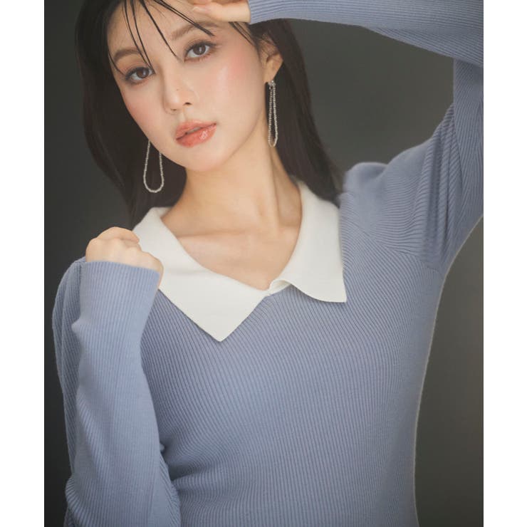 トレンドの襟付きリブニット | SAISON DE PAPILLON  | 詳細画像15 