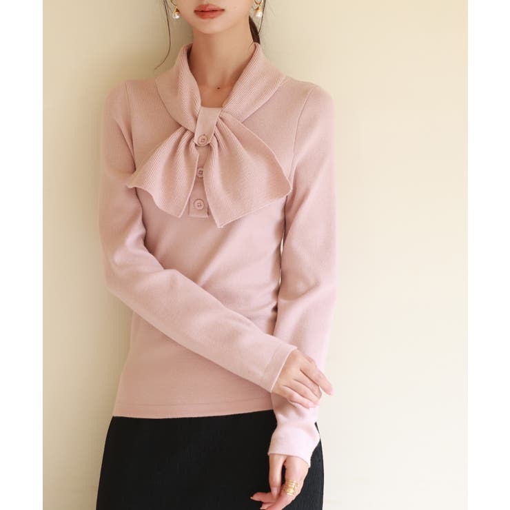 リボンボウタイネックニットプルオーバ | SAISON DE PAPILLON  | 詳細画像15 