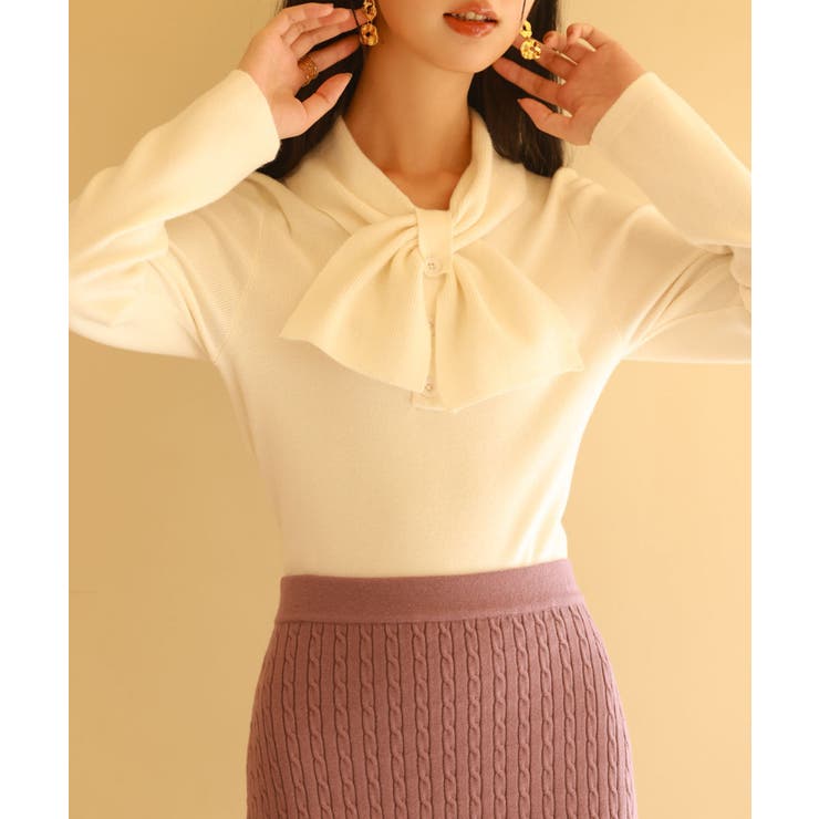 リボンボウタイネックニットプルオーバ | SAISON DE PAPILLON  | 詳細画像8 