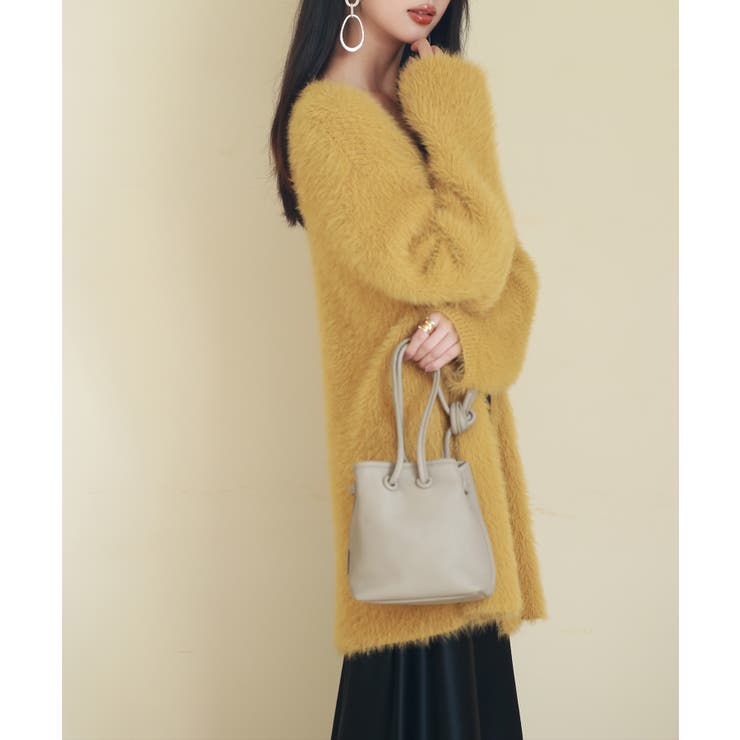 shaggy long KNIT cardigan イエロー