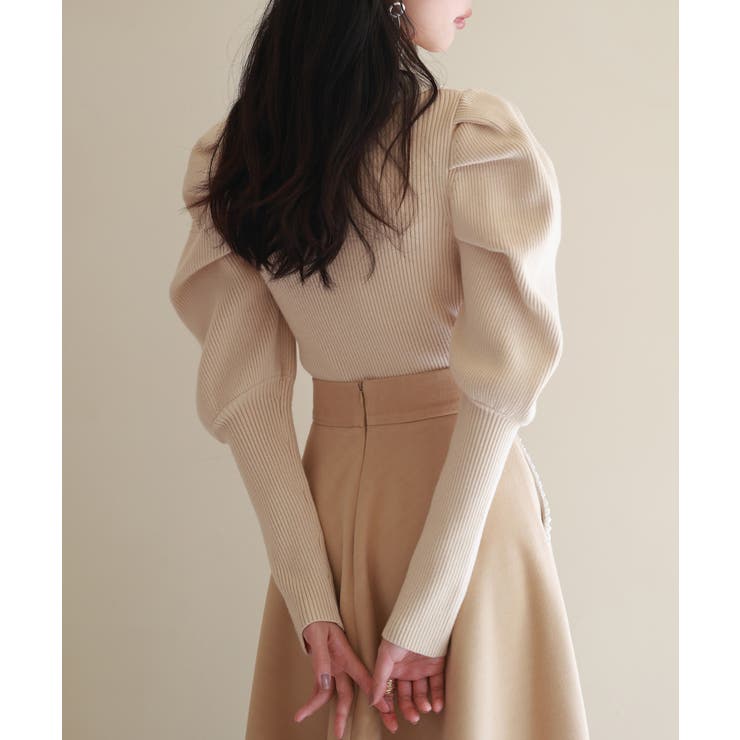 配色カラーマトンスリーブニットプルオーバー | SAISON DE PAPILLON  | 詳細画像21 