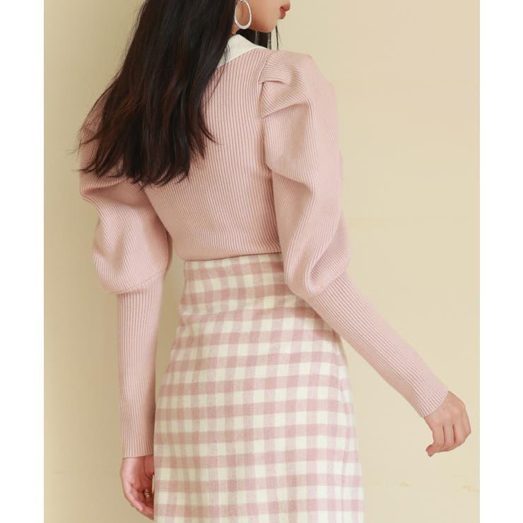 配色カラーマトンスリーブニットプルオーバー | SAISON DE PAPILLON  | 詳細画像10 