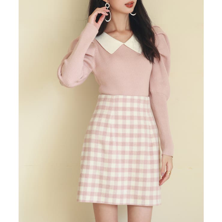 配色カラーマトンスリーブニットプルオーバー | SAISON DE PAPILLON  | 詳細画像14 