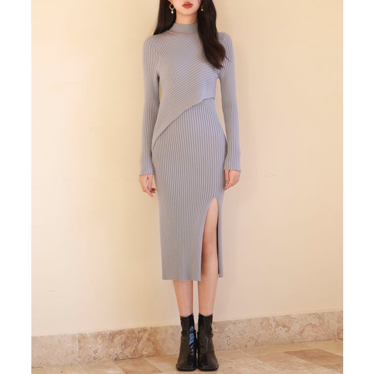 【同梱限定】高級セレクト❤️アシメニットワンピース ブラウン