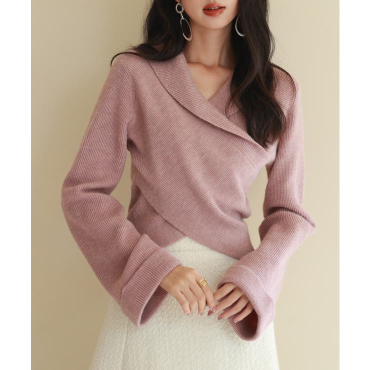 折り返し襟リブ編みニットプルオーバー | SAISON DE PAPILLON  | 詳細画像25 