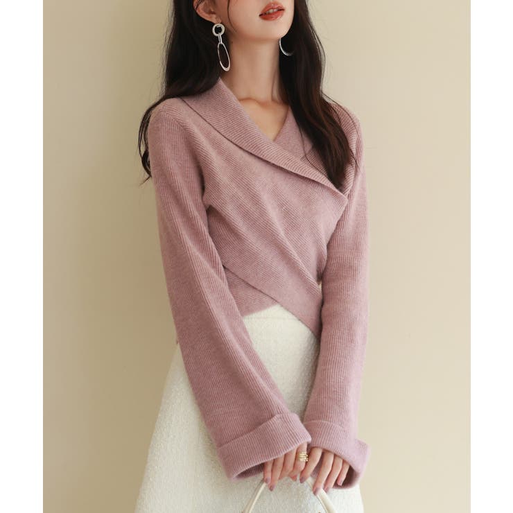 折り返し襟リブ編みニットプルオーバー | SAISON DE PAPILLON  | 詳細画像23 