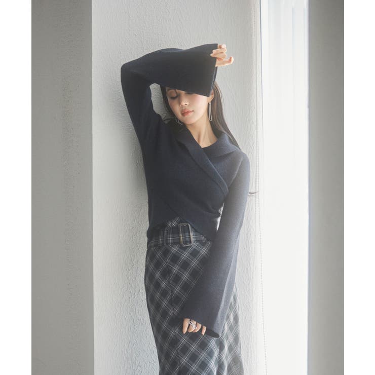 折り返し襟リブ編みニットプルオーバー | SAISON DE PAPILLON  | 詳細画像38 