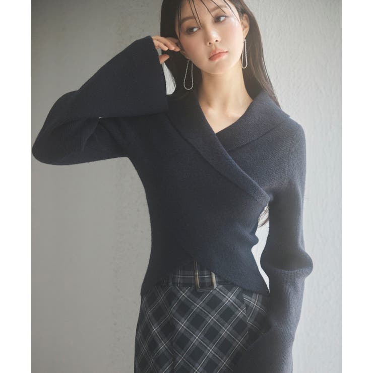 折り返し襟リブ編みニットプルオーバー | SAISON DE PAPILLON  | 詳細画像39 