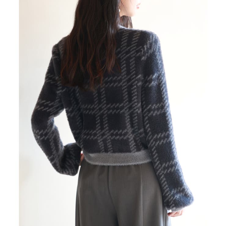 シャギー素材チェック編みニットプルオーバー | SAISON DE PAPILLON  | 詳細画像25 