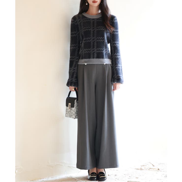 シャギー素材チェック編みニットプルオーバー | SAISON DE PAPILLON  | 詳細画像26 