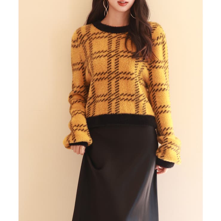 シャギー素材チェック編みニットプルオーバー | SAISON DE PAPILLON  | 詳細画像17 