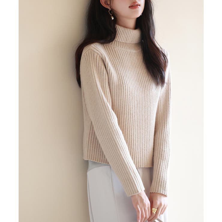 暖かい＆着心地抜群タートルネックニット[品番：DSSW0004695