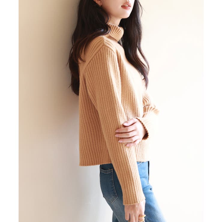 暖かい＆着心地抜群タートルネックニット[品番：DSSW0004695