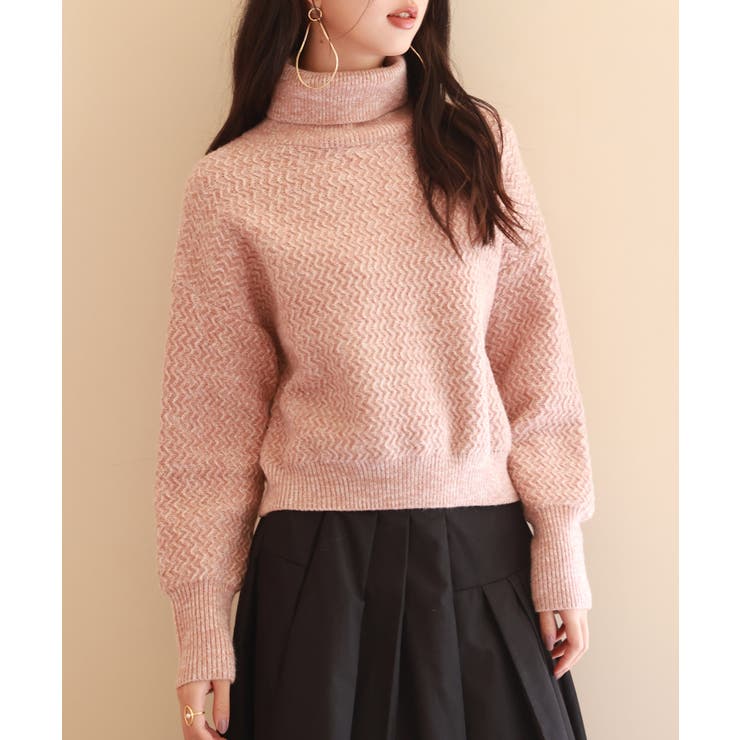 ピンク | ドロップショルダータートルネックニットプルオーバー | SAISON DE PAPILLON 