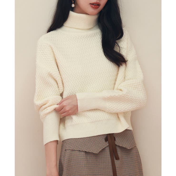 ドロップショルダータートルネックニットプルオーバー | SAISON DE PAPILLON  | 詳細画像21 