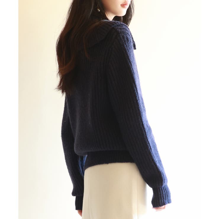 折り返し襟厚手ニットプルオーバー | SAISON DE PAPILLON  | 詳細画像26 