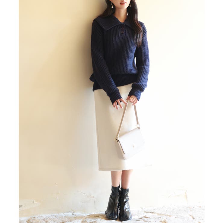 折り返し襟厚手ニットプルオーバー | SAISON DE PAPILLON  | 詳細画像27 