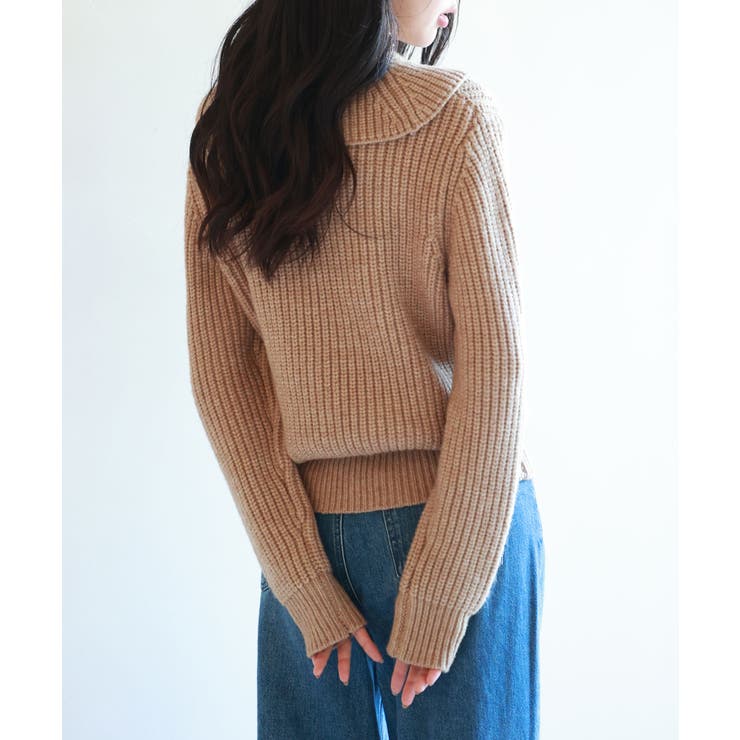 折り返し襟厚手ニットプルオーバー | SAISON DE PAPILLON  | 詳細画像36 