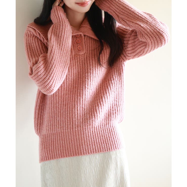 折り返し襟厚手ニットプルオーバー | SAISON DE PAPILLON  | 詳細画像20 