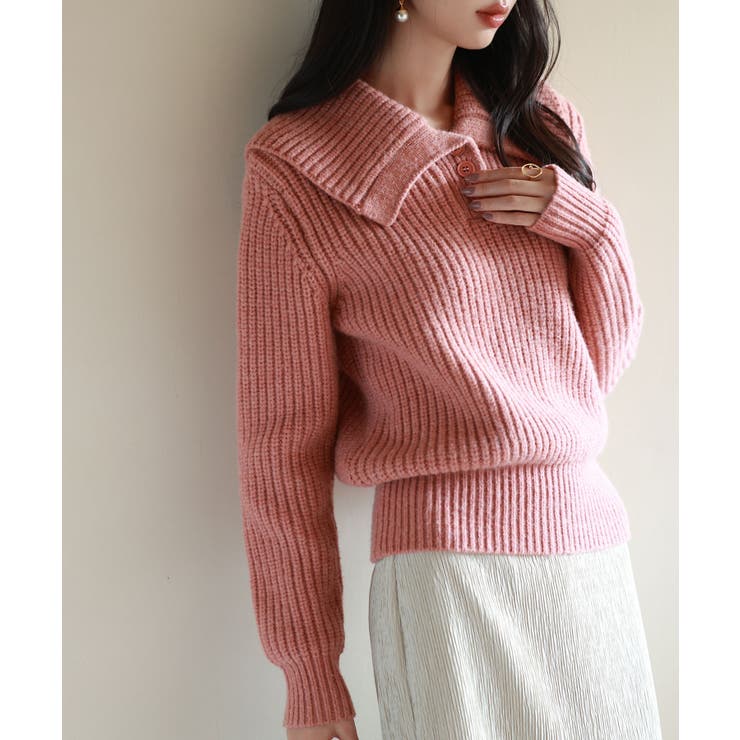 折り返し襟厚手ニットプルオーバー | SAISON DE PAPILLON  | 詳細画像22 