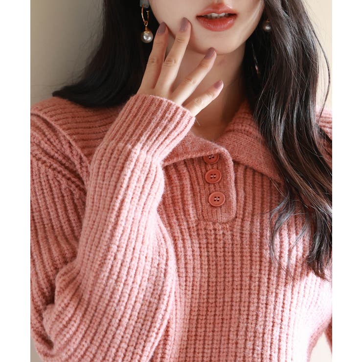 折り返し襟厚手ニットプルオーバー | SAISON DE PAPILLON  | 詳細画像23 