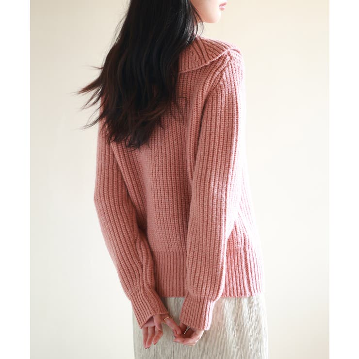 折り返し襟厚手ニットプルオーバー | SAISON DE PAPILLON  | 詳細画像13 