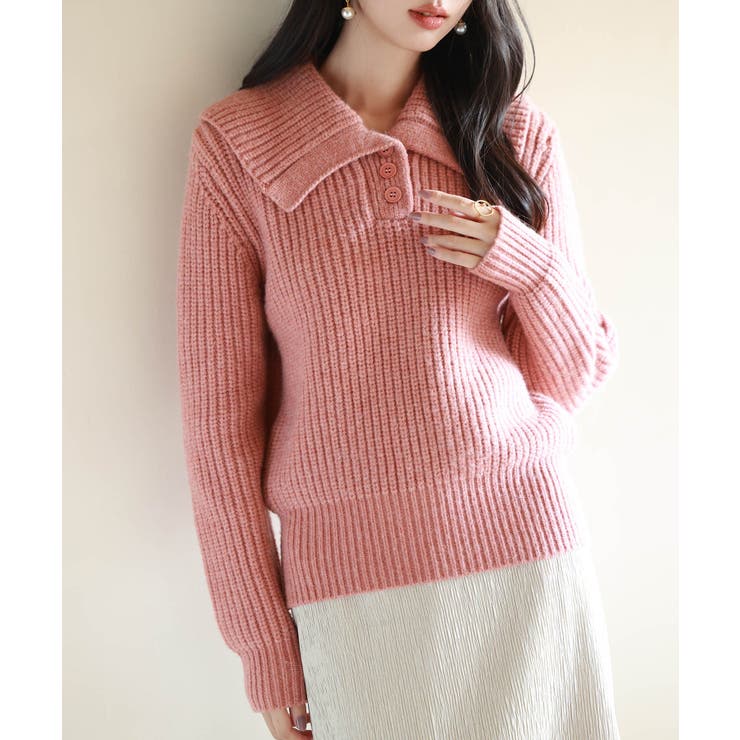 折り返し襟厚手ニットプルオーバー | SAISON DE PAPILLON  | 詳細画像17 