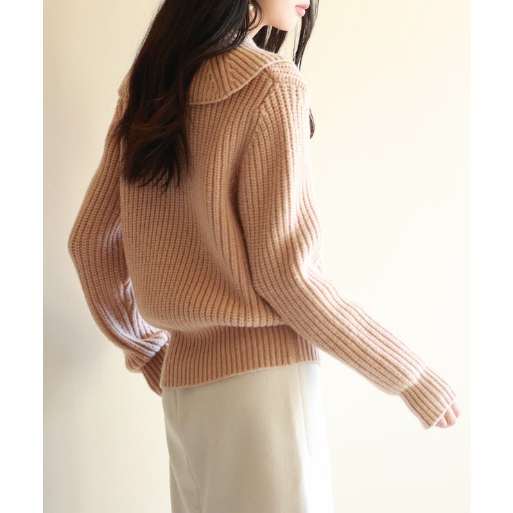 折り返し襟厚手ニットプルオーバー | SAISON DE PAPILLON  | 詳細画像4 