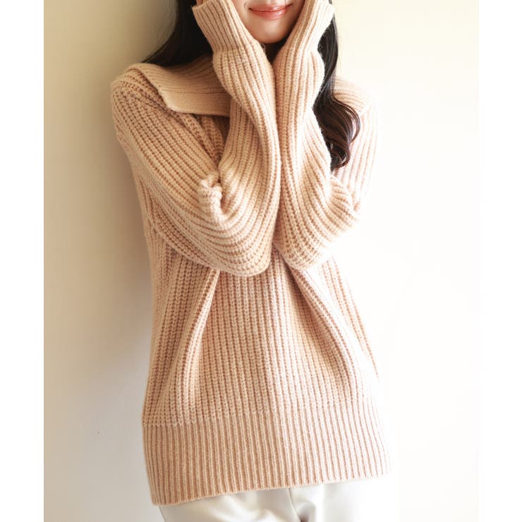 折り返し襟厚手ニットプルオーバー | SAISON DE PAPILLON  | 詳細画像9 