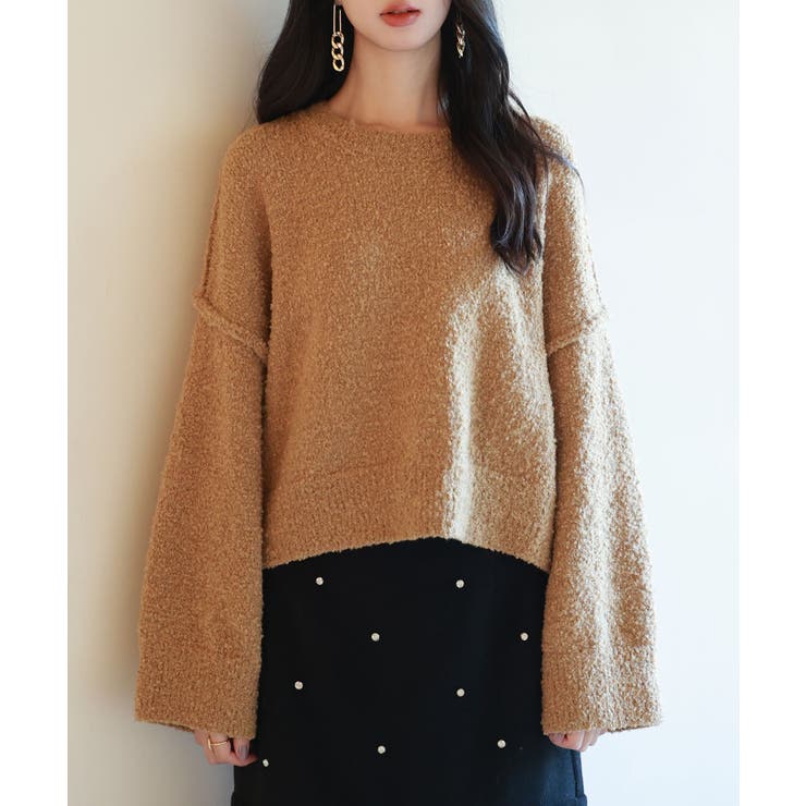 ブラウン | ドロップショルダーニットプルオーバー | SAISON DE PAPILLON 