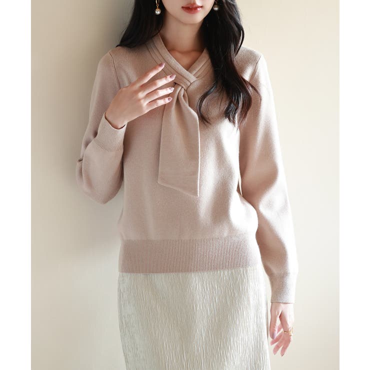 リボンハイゲージ編みニットプルオーバー | SAISON DE PAPILLON  | 詳細画像14 